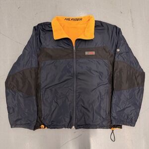 Tommy Hilfiger Athletics Colorblock Track Jacket Orange Fleece Collar Zip Up XXL